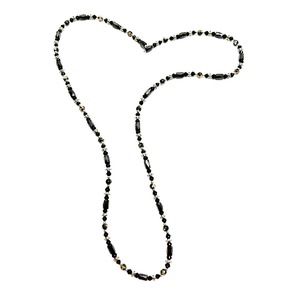 Magnetic Beads Hematite & Ornate Silver and Black Beads Necklace 32" Long
